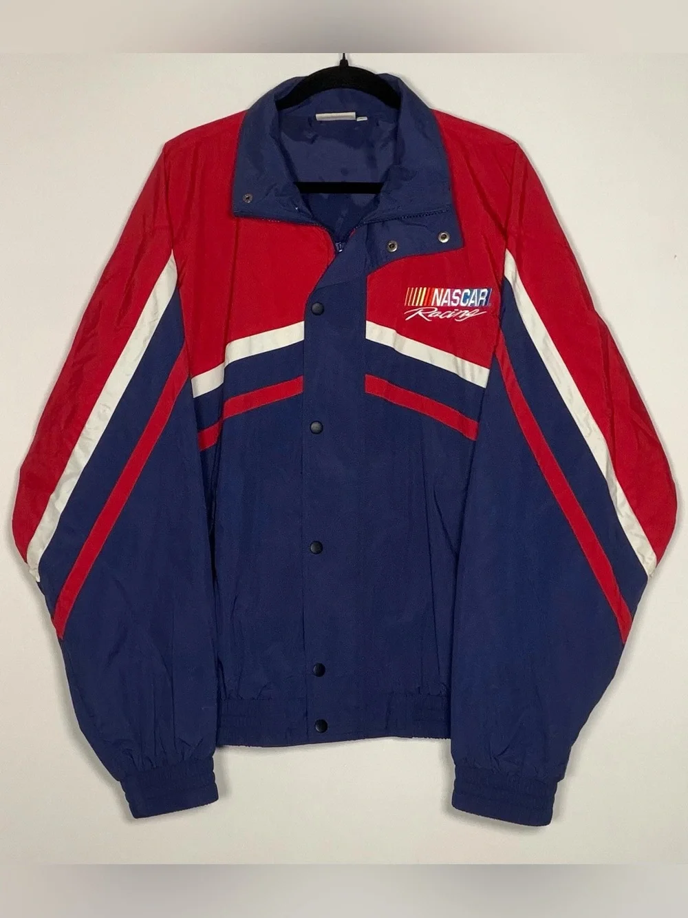 Vintage 90s Men's NASCAR Red & Navy Windbreaker Jacket